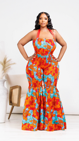 Jenaba African Print Bell Bottom Jumpsuit Set