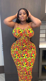 Kente African Print Khari Cutout Dress