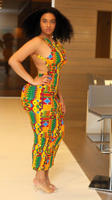 Sakina Kente African Print Maxi Dress