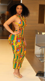 Sakina Kente African Print Maxi Dress
