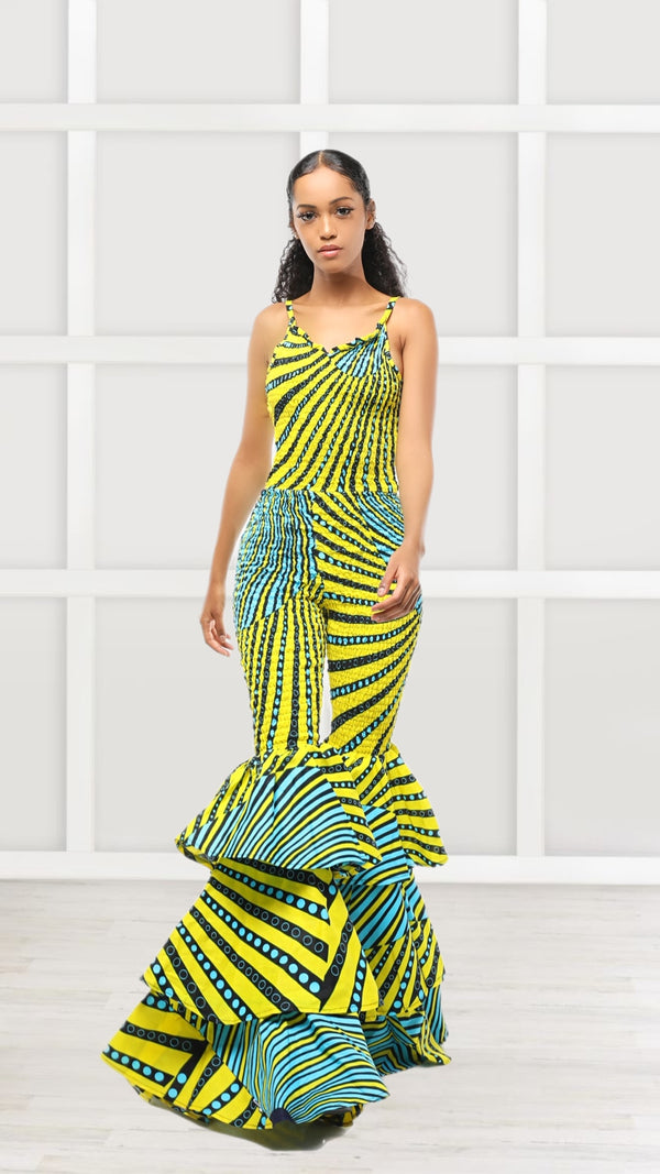 Jade Ruffles African Print Jumpsuit