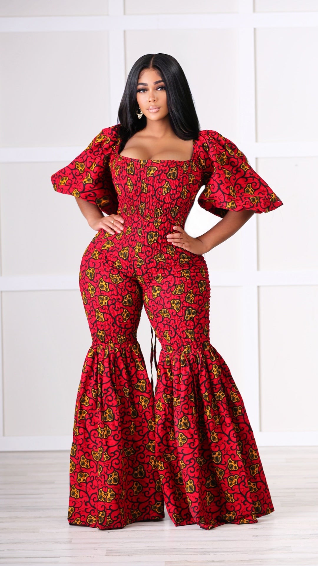 Busua Babe African Print Backless Jumpsuit
