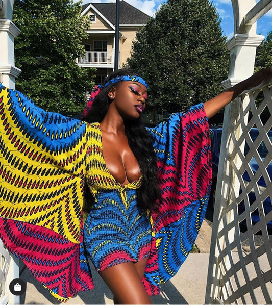 Adjwoa African Print Mini Dress *Blue (READY TO SHIP)