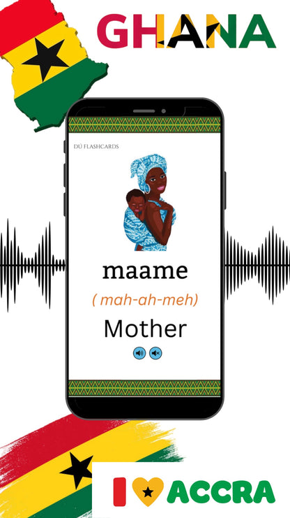Twi Ghana /African Language Learning DIGITAL Flashcards for Beginners, Kids & Adults (DIGITAL VERSION)