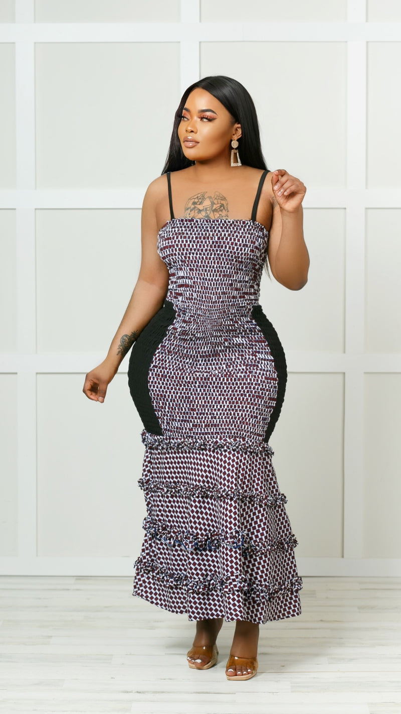 African Print Xola Midi Dress