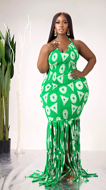 Lola African Print Fringe Mini Dress