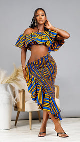 Chichi African Print 2-Piece Ruffle Skirt Set