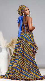 Uche African Print High-Low Ruffle Bow Dress