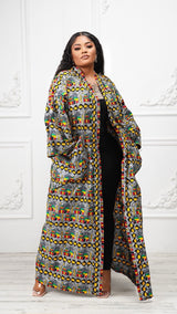 Taiwo Tribal African Print Kimono With Headband *Multicolor