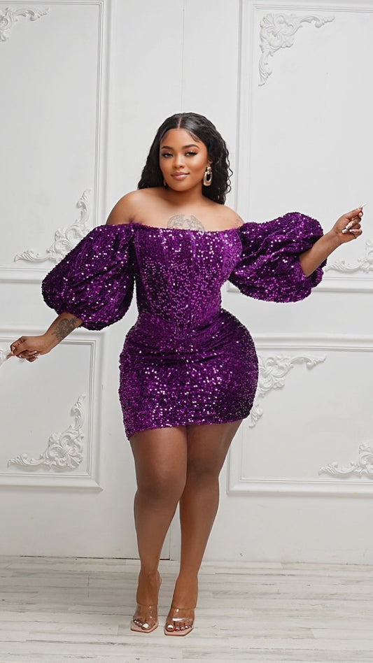 Own the Night Off The Shoulder Sequin Dress