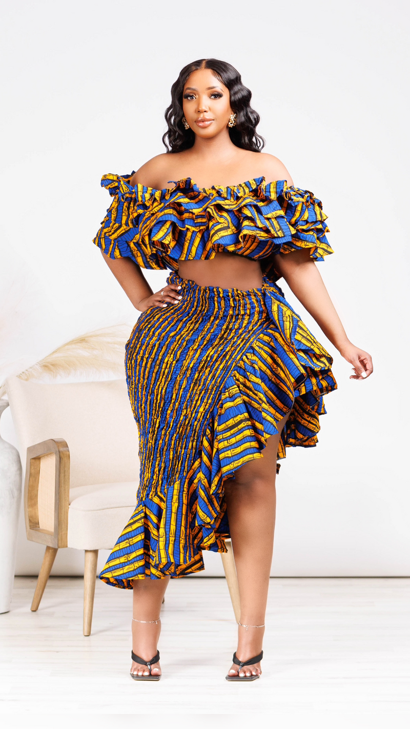 Chichi African Print 2-Piece Ruffle Skirt Set