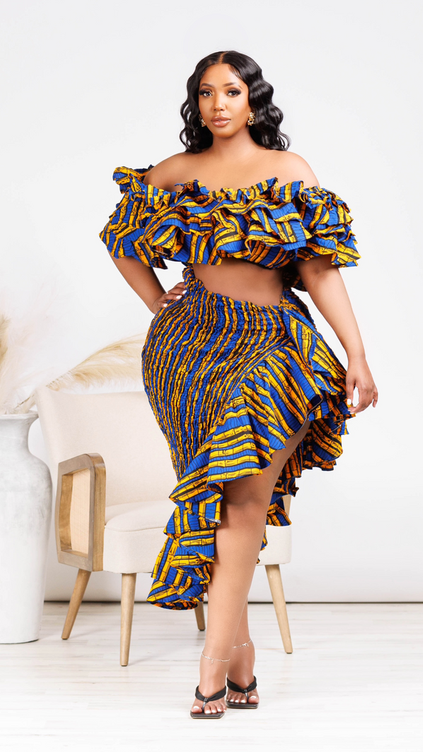 Chichi African Print 2-Piece Ruffle Skirt Set