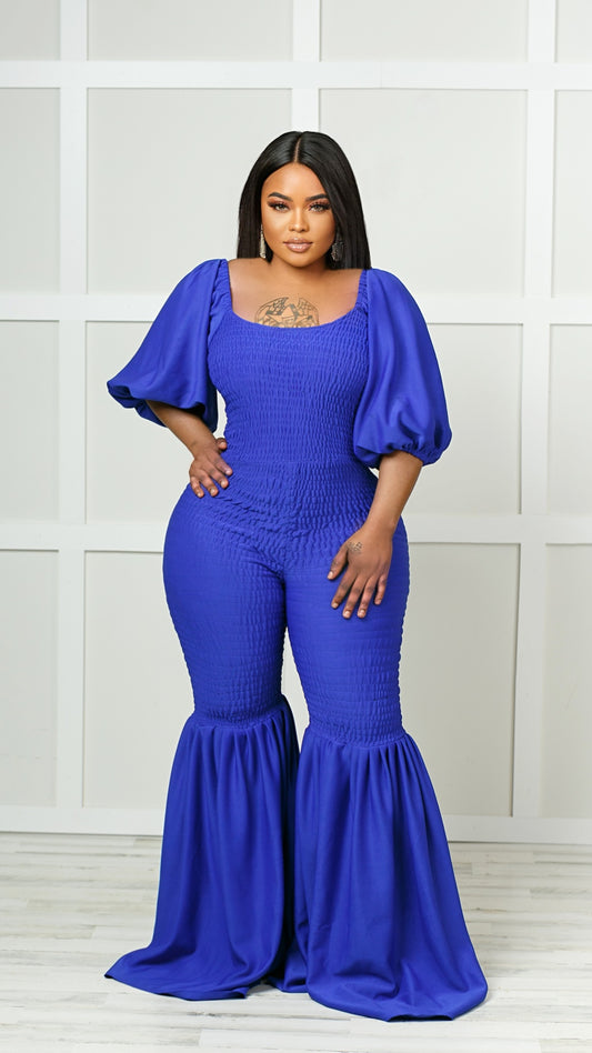 Baali Silk Bell Bottom Jumpsuit (Blue)