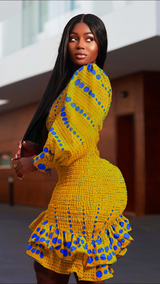Yellow Mariama African Print One Shoulder Dress (READY TO SHIP)