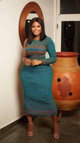 Kenya African Print Maxi Dress (Teal)
