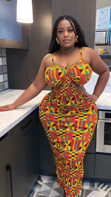 Kente African Print Khari Cutout Dress