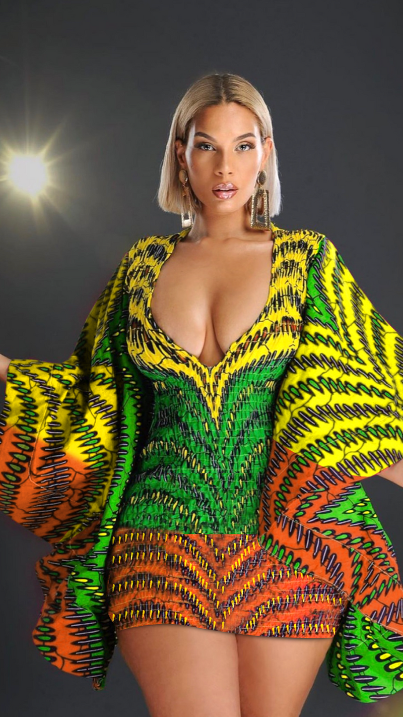 Adjwoa African Print Mini Dress WHOLESALE