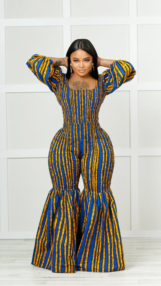 Dayo African Print Bell Bottom Jumpsuit (READY TO SHIP)