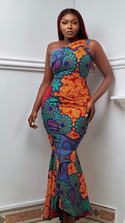 Thema African Print Maxi Dress with Headwrap (READY TO SHIP)
