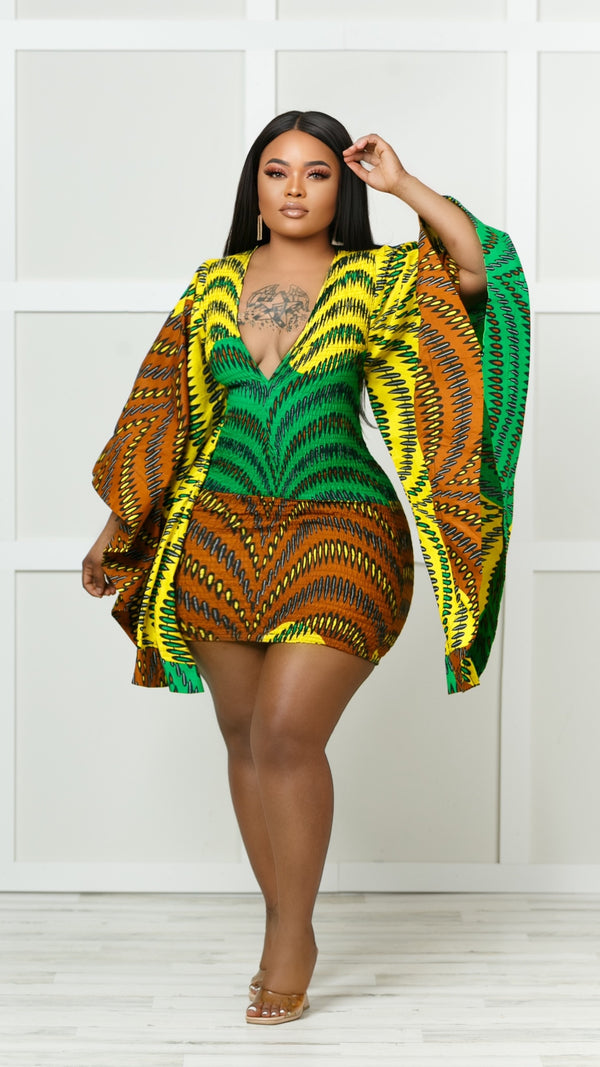 Adjwoa African Print Mini Dress