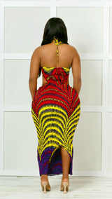 Tia Halter Cutout African Print Maxi Dress