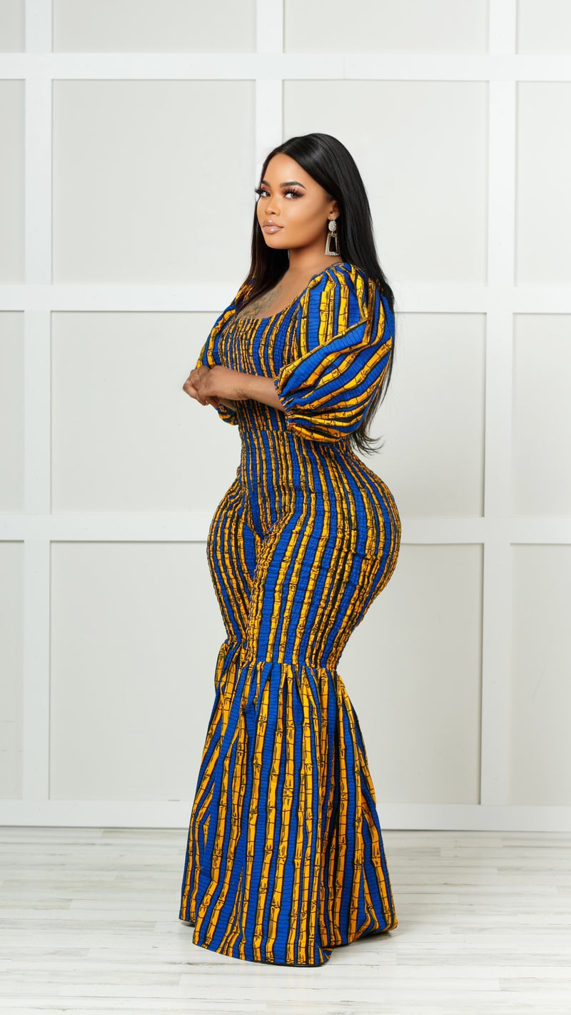 Dayo African Print Bell Bottom Jumpsuit (Yellow)