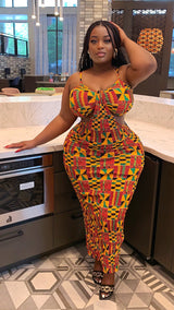 Kente African Print Khari Cutout Dress