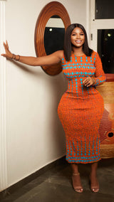 Kenya African Print Maxi Dress (Orange)