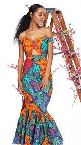 Nina African Print Maxi Dress