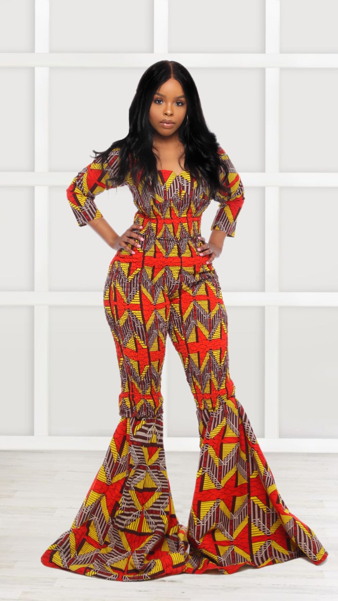 Yejide African Print Bell Bottom Jumpsuit