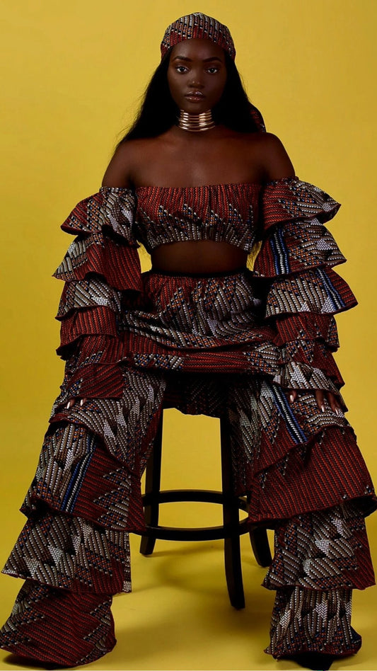 Ashanti African Print Set *Brown (3-Piece Set)