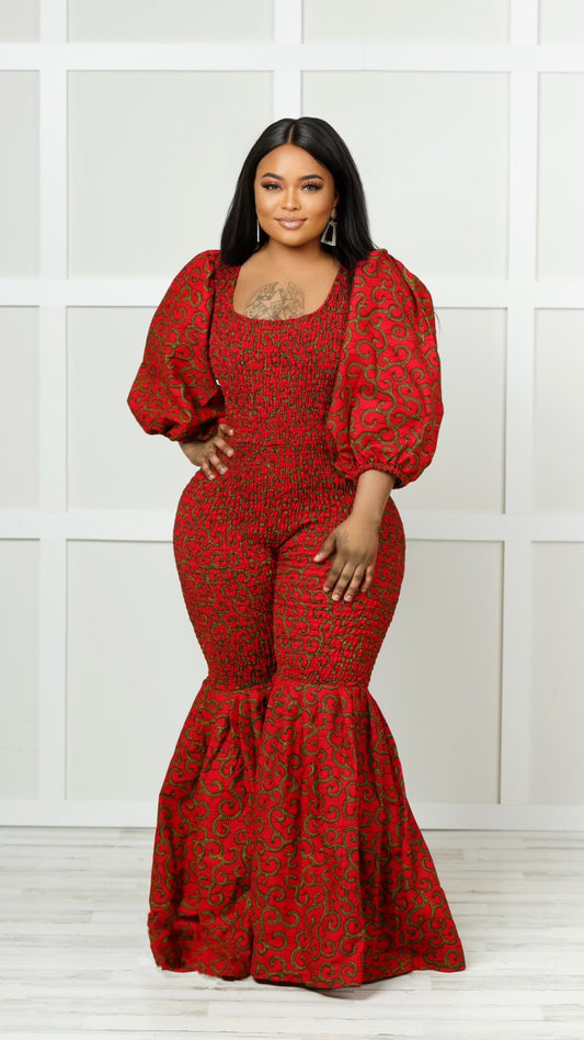 Zira African Print Bell Bottom Jumpsuit
