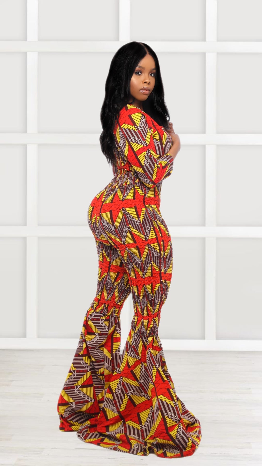 Yejide African Print Bell Bottom Jumpsuit