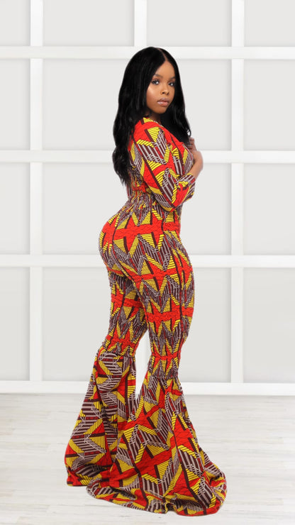 Yejide African Print Bell Bottom Jumpsuit