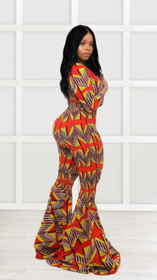 Yejide African Print Bell Bottom Jumpsuit (READY TO SHIP)