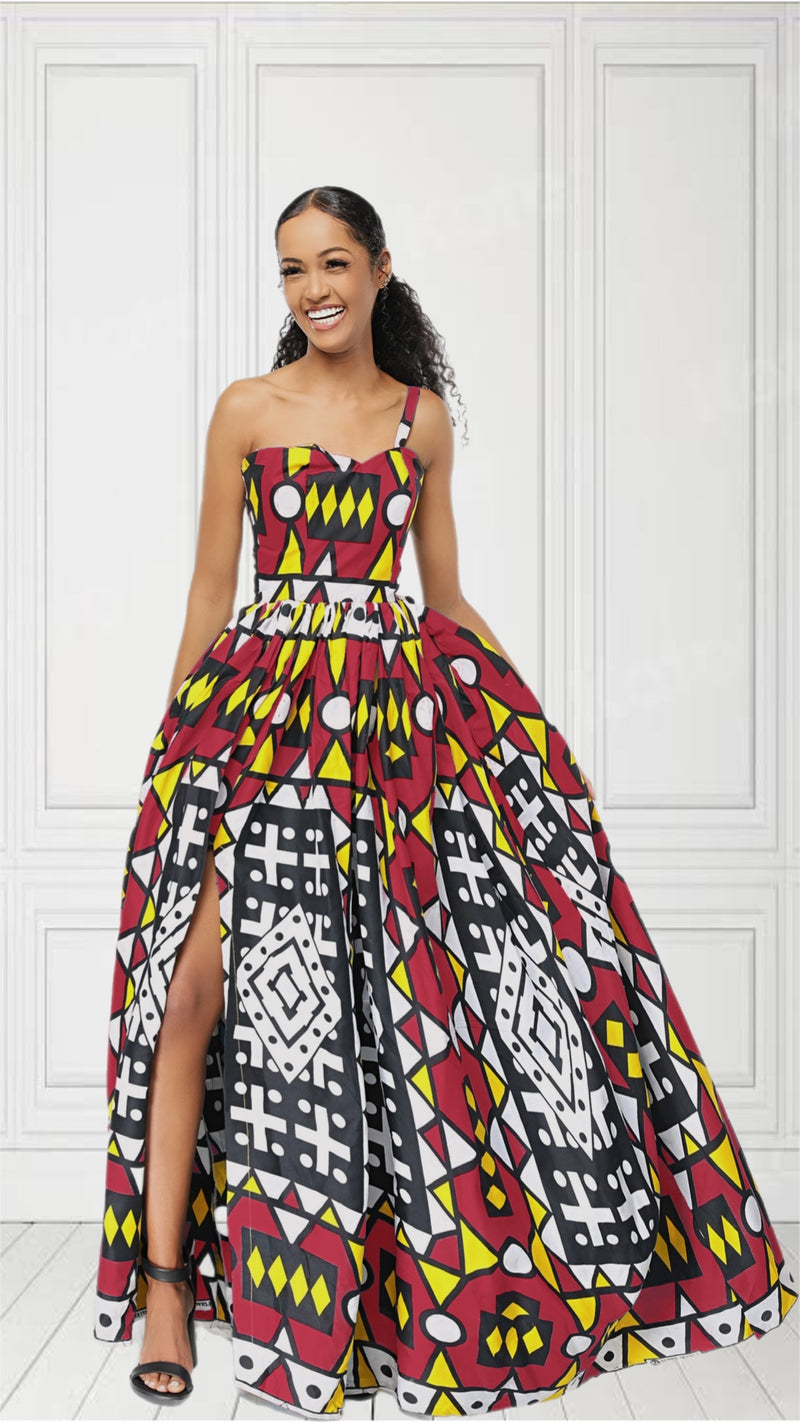 Bella African Print Maxi Dress