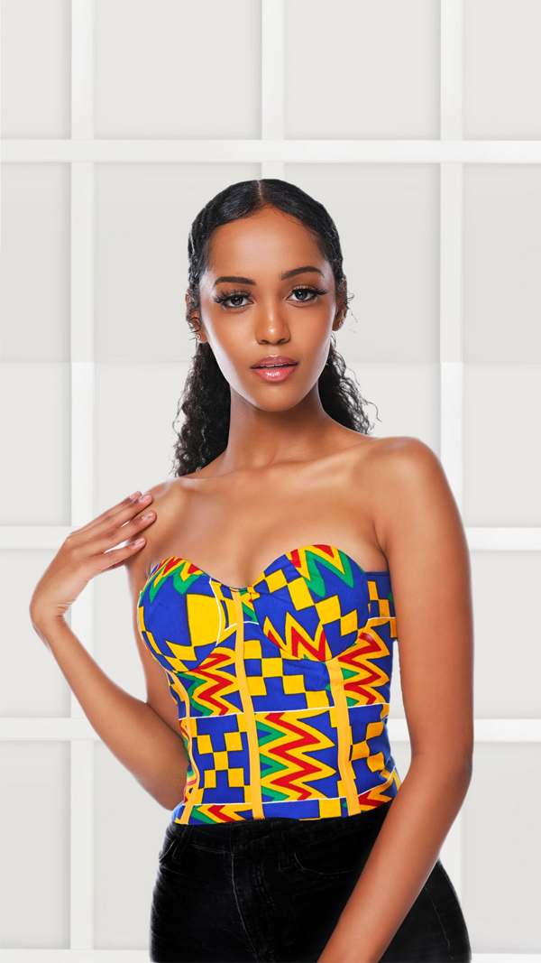 corset top  African print tops, African print dress designs