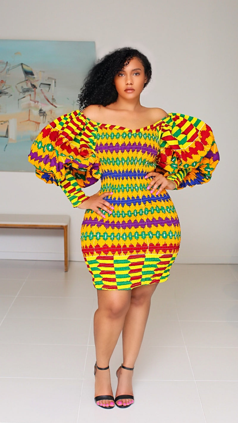 Efua Kente African Print Midi Dress