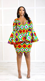 Efia Kente African Print Midi Dress