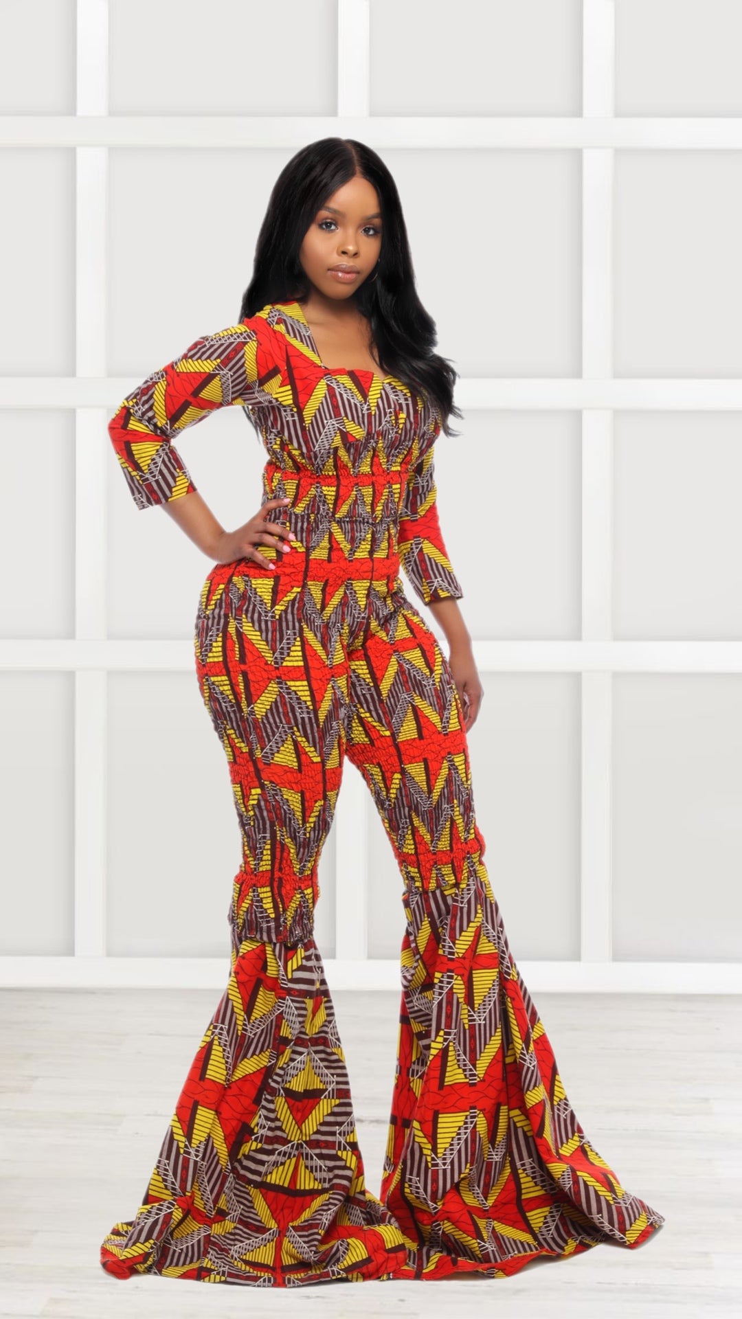 Yejide African Print Bell Bottom Jumpsuit