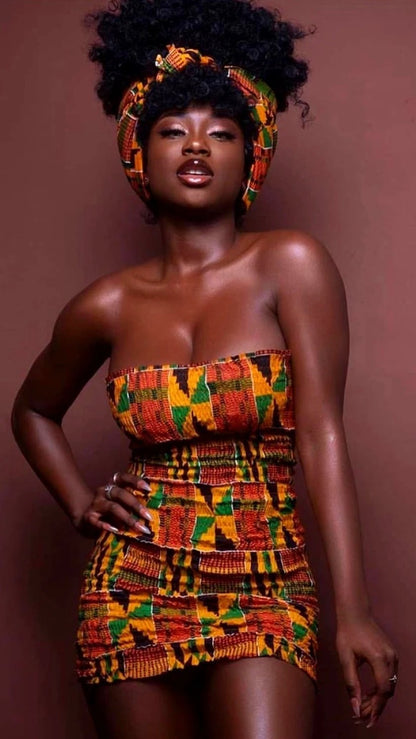 Amadi Kente African Print Tube Dress