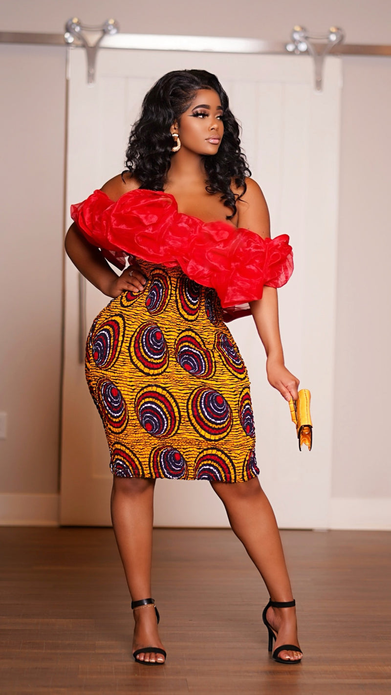 Lily African Print Midi Dress
