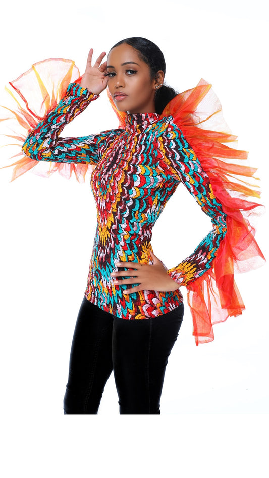 Serwaa African Print Turtleneck Top