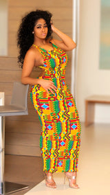 Sakina Kente African Print Maxi Dress