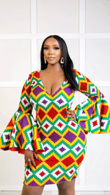 Efia Kente African Print Midi Dress