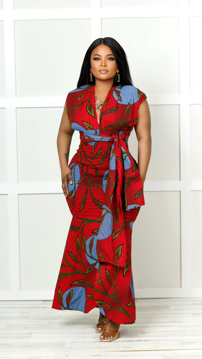 Linda Infinity African Print Maxi Dress