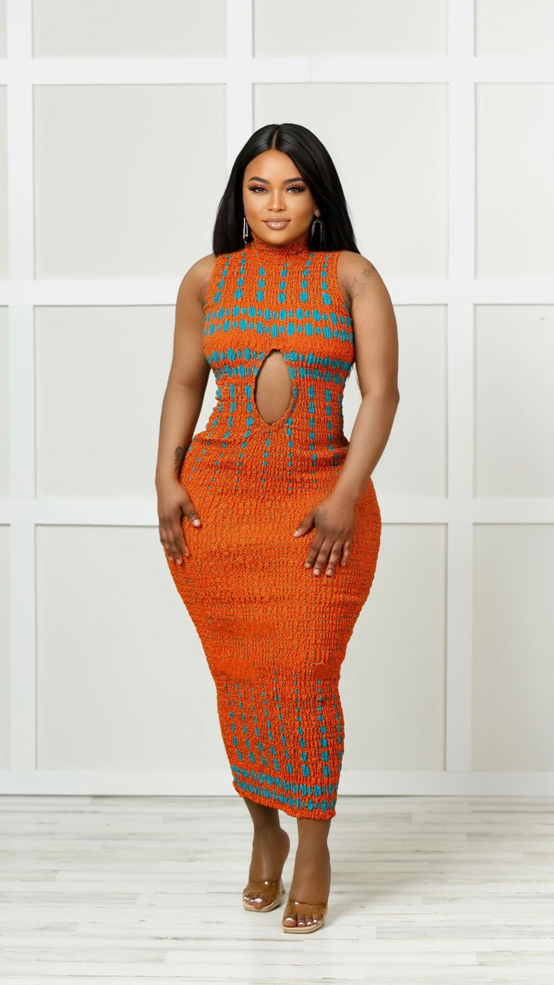 Yemi African Print Cutout Dress