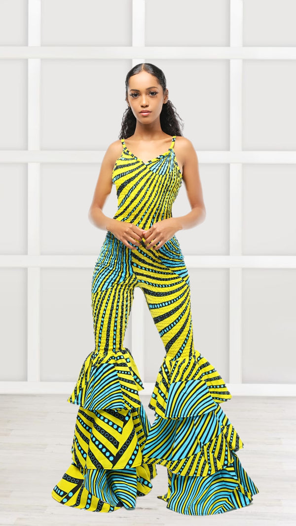 Jade Ruffles African Print Jumpsuit