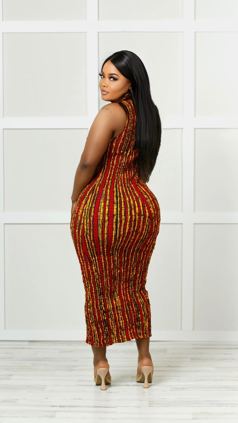 Bola African Print Cutout Dress