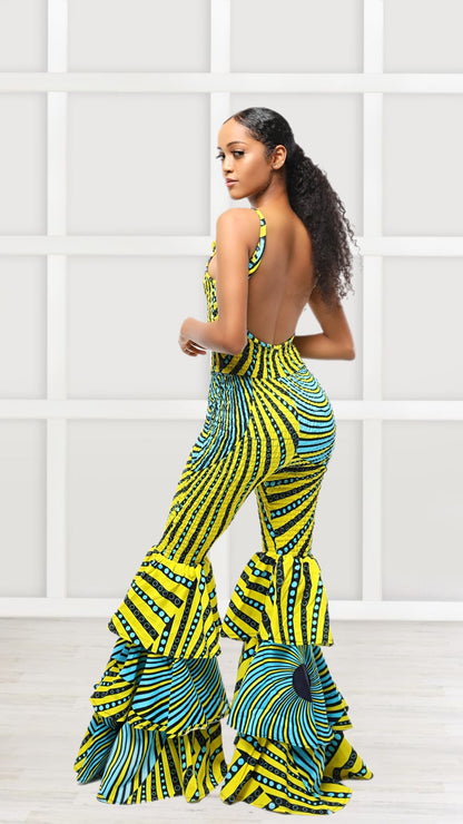 Jade Ruffles African Print Jumpsuit